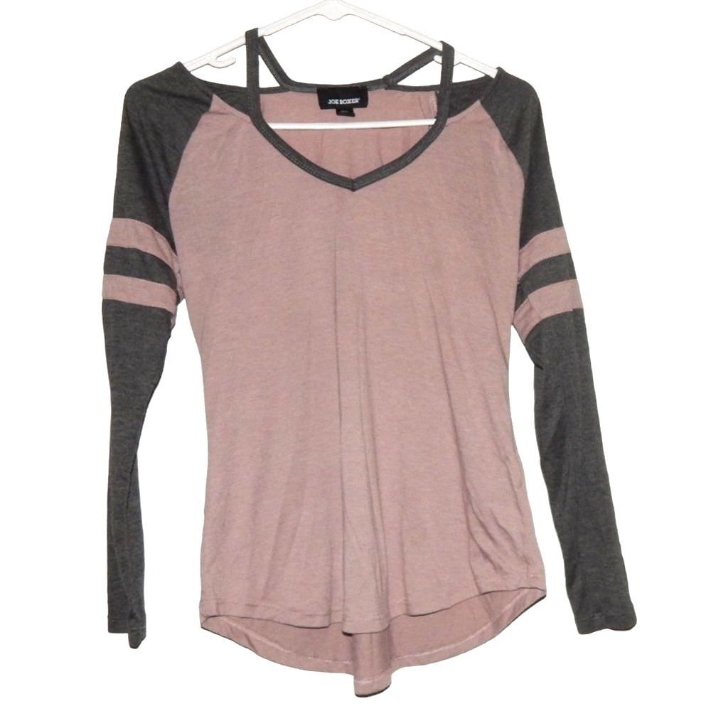 Joe Boxer Women’s Medium Long Sleeve Pajama Shirt Charcoal Gray & Mauve